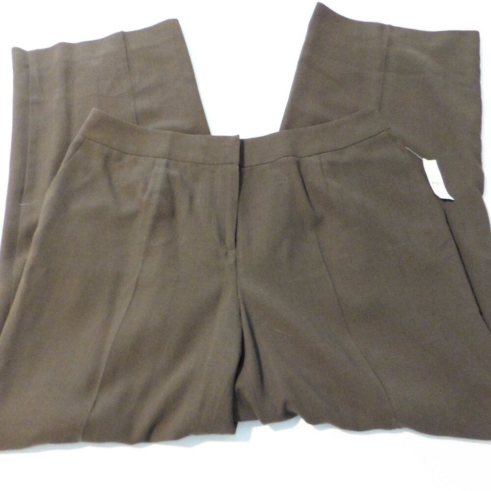 Talbots Lightweight Dress Pants Career 14WP Petite Dark Brown Elastic NEW